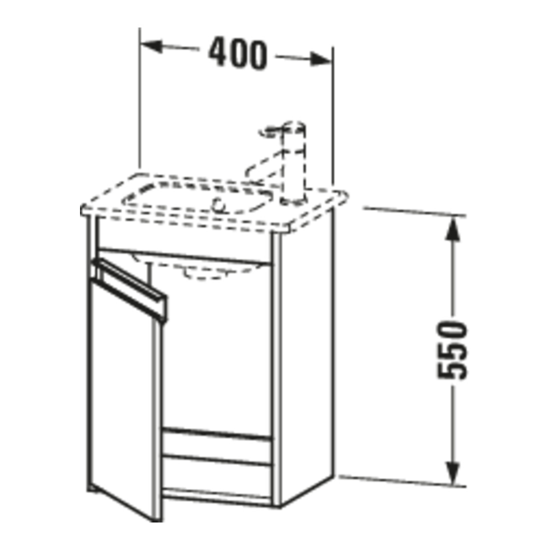 Duravit Meuble sous-lavabo Ketho 40x28,5x55 cm, suspendu, porte à gauche, lin