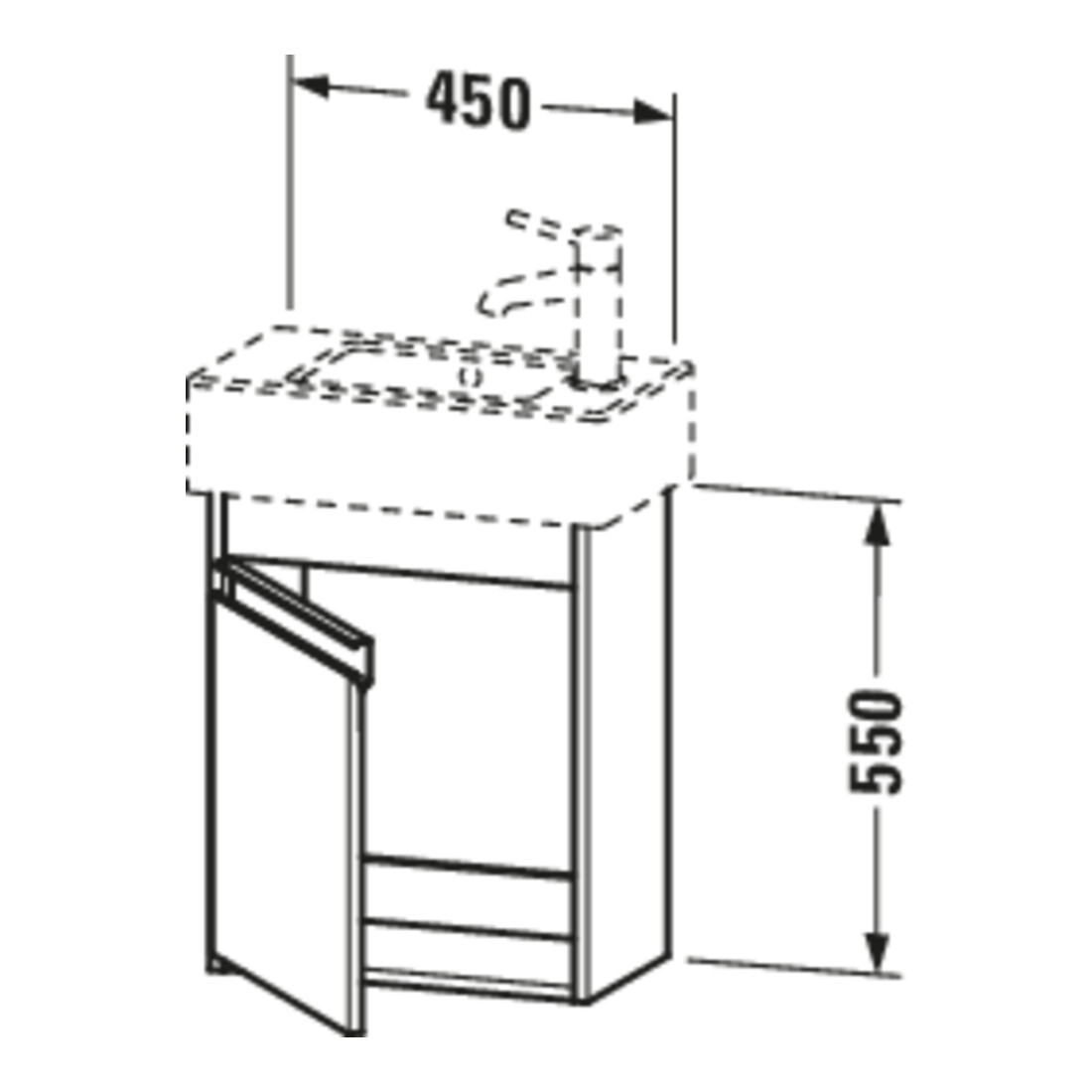 Duravit Meuble sous-lavabo Ketho 45x22,5x55 cm, suspendu, tiroir droit, blanc mat
