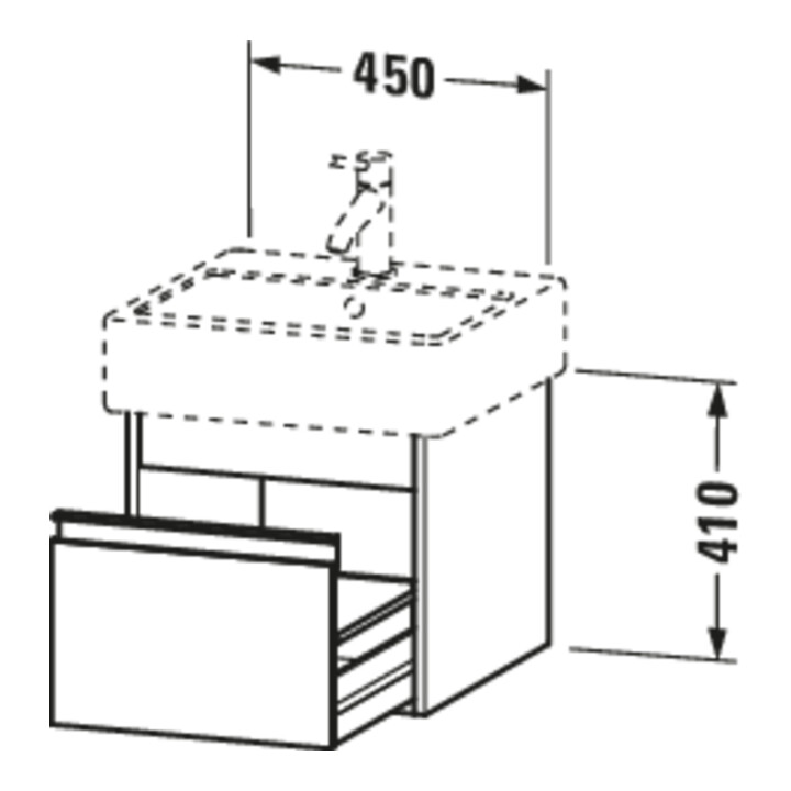 Duravit Meuble sous lavabo Ketho 45x44 cm, graphite mat, 1 tiroir, suspendu