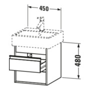Duravit Meuble sous-lavabo Ketho 45x44 cm, gris mat, 2 tiroirs, suspendu-5