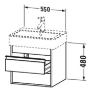 Duravit Meuble sous lavabo Ketho 55x44 cm, graphite mat, 2 tiroirs, suspendu-3
