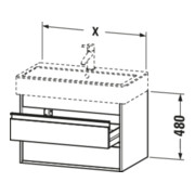 Duravit Meuble sous lavabo Ketho 55x44 cm, graphite mat, 2 tiroirs, suspendu-4