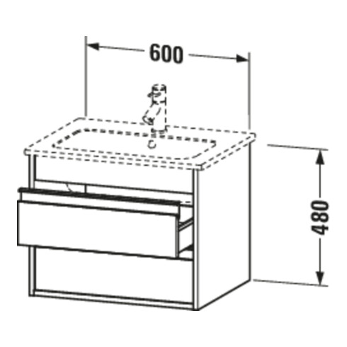 Duravit Meuble sous-lavabo Ketho 60x47,5 cm, graph ma, 2 tiroirs, suspendu
