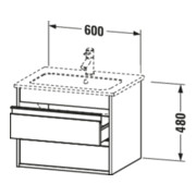 Duravit Meuble sous-lavabo Ketho 60x47,5 cm, graph ma, 2 tiroirs, suspendu-4