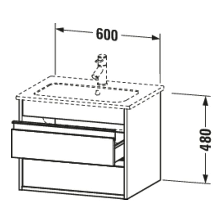 Duravit Meuble sous-lavabo Ketho 60x47,5 cm, graph ma, 2 tiroirs, suspendu