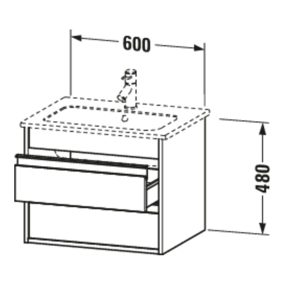 Duravit Meuble sous-lavabo Ketho 60x47,5 cm, graph ma, 2 tiroirs, suspendu