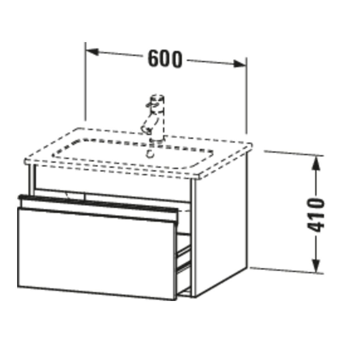 Duravit Meuble sous-lavabo Ketho 60x47,5 cm, graphite mat, 1 tiroir, suspendu