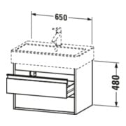 Duravit Meuble sous-lavabo Ketho 65x44 cm, blanc œuf, 2 tiroirs, suspendu-3