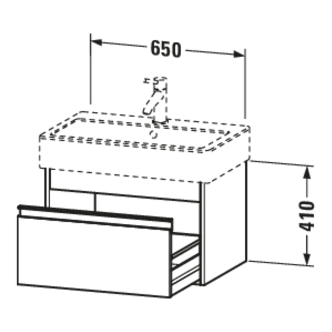 Duravit Meuble sous lavabo Ketho 65x44 cm, graphite mat, 1 tiroir, suspendu