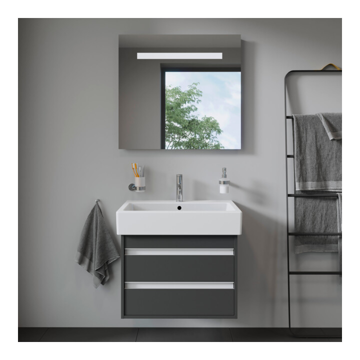 Duravit Meuble sous-lavabo Ketho 65x44 cm, gris mat, 2 tiroirs, suspendu