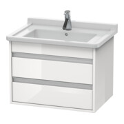 Duravit Meuble sous-lavabo Ketho 65x45,5 cm, blanc brillant, 2 tiroirs, suspendu