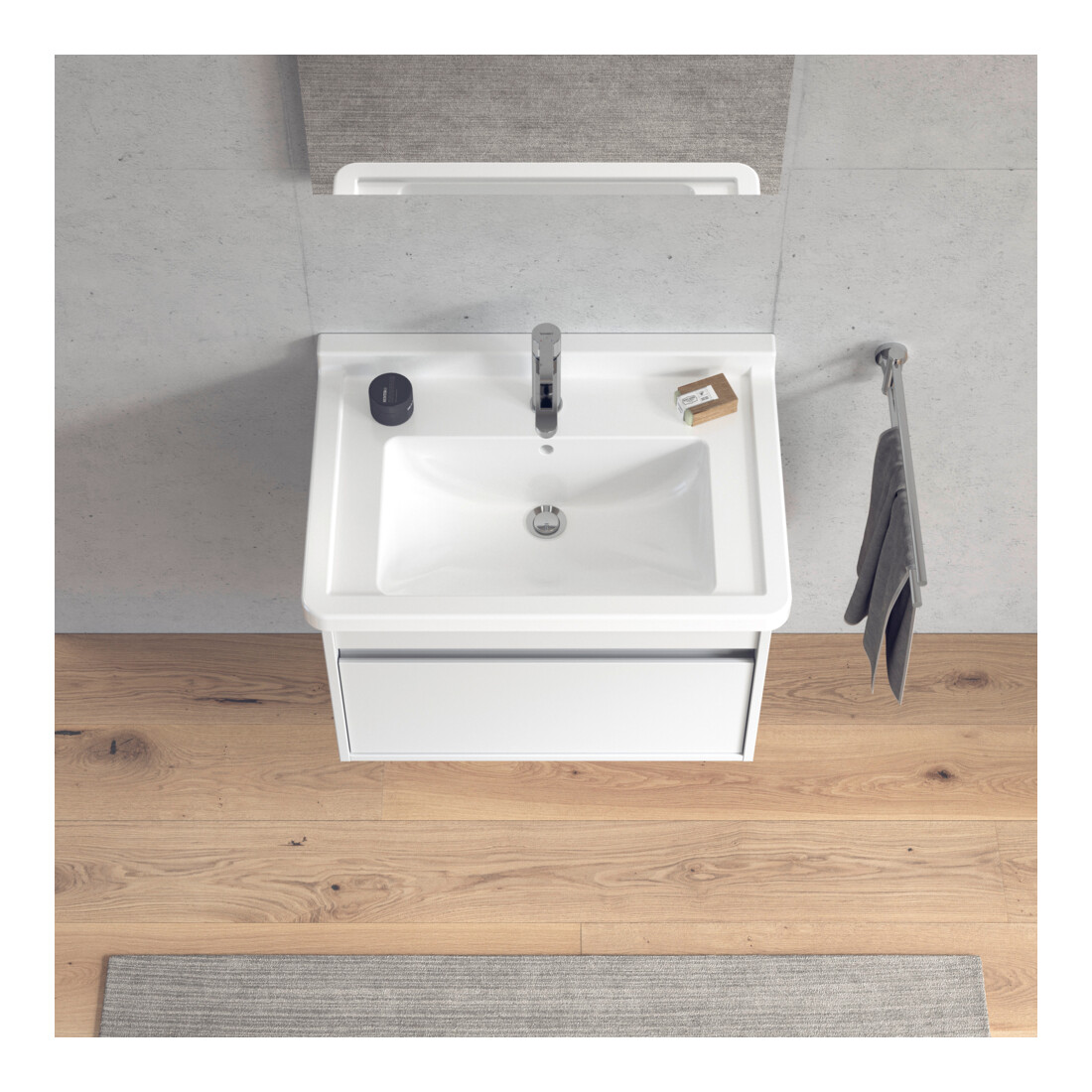 Duravit Meuble sous-lavabo Ketho 65x45,5 cm, blanc mat, 1 tiroir, suspendu