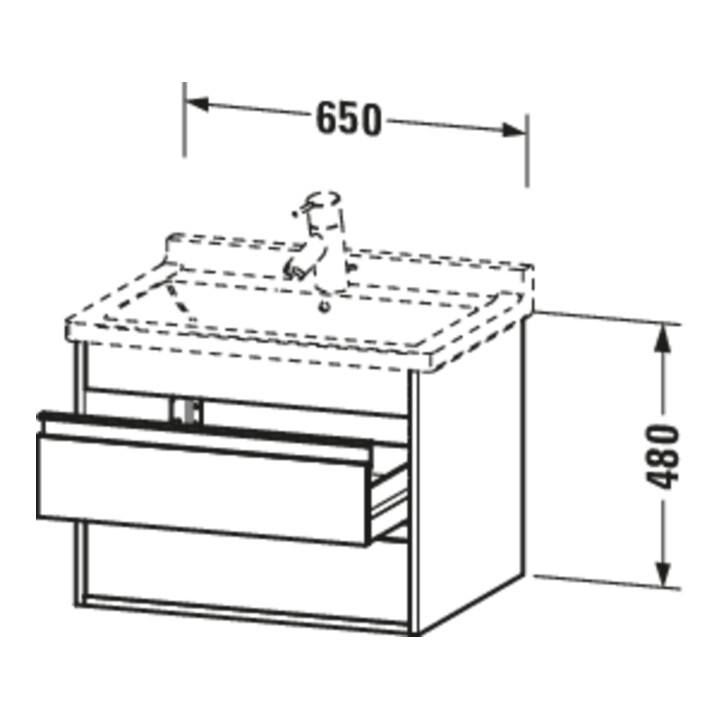 Duravit Meuble sous lavabo Ketho 65x45,5 cm, blanc mat, 2 tiroirs, suspendu
