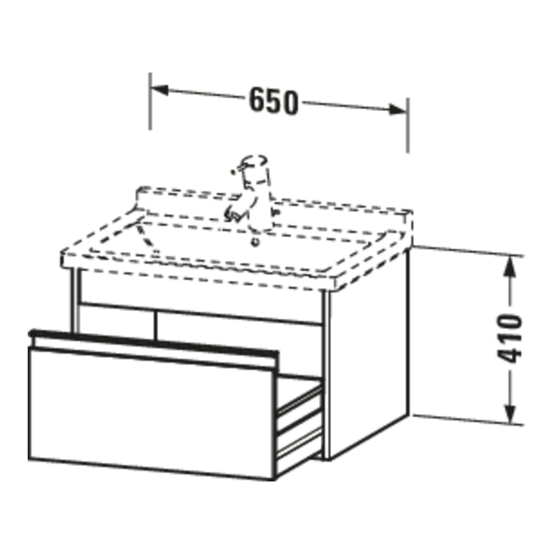 Duravit Meuble sous lavabo Ketho 65x45,5 cm, graphite mat, 1 tiroir, suspendu