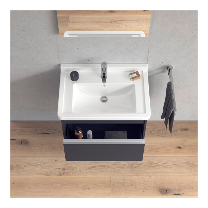 Duravit Meuble sous lavabo Ketho 65x45,5 cm, graphite mat, 1 tiroir, suspendu