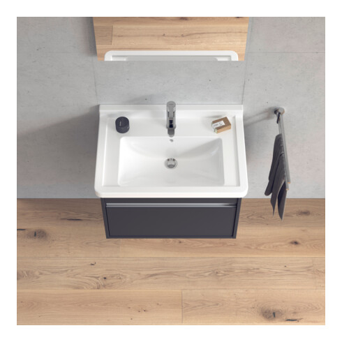 Duravit Meuble sous lavabo Ketho 65x45,5 cm, graphite mat, 1 tiroir, suspendu