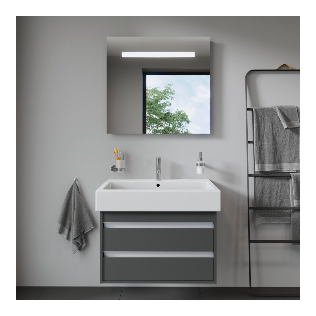 Duravit Meuble sous lavabo Ketho 75x44 cm, graph ma, 2 tiroirs, suspendu