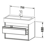 Duravit Meuble sous lavabo Ketho 75x44 cm, graph ma, 2 tiroirs, suspendu-4