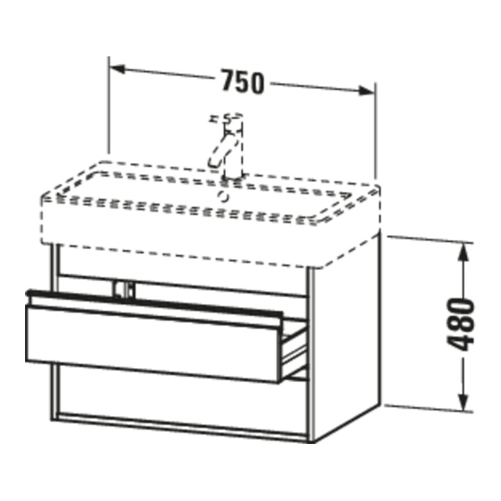 Duravit Meuble sous lavabo Ketho 75x44 cm, graph ma, 2 tiroirs, suspendu