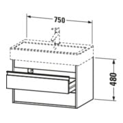 Duravit Meuble sous lavabo Ketho 75x44 cm, noyer naturel, 2 tiroirs, suspendu-4