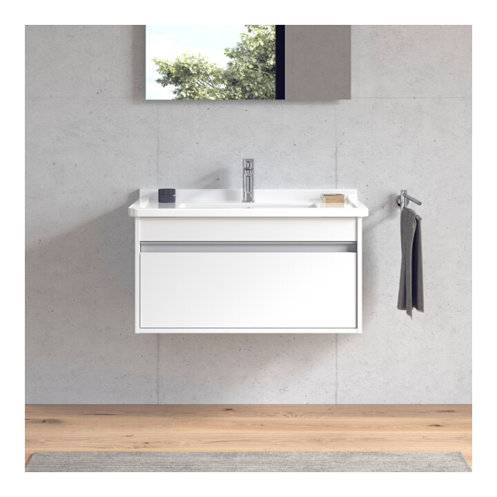 Duravit Meuble sous lavabo Ketho 80x45,5 cm, blanc mat, 1 tiroir, suspendu