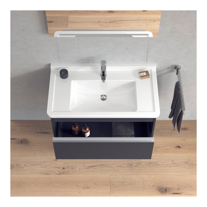Duravit Meuble sous-lavabo Ketho 80x45,5 cm, graph ma, 1 tiroir, suspendu mural