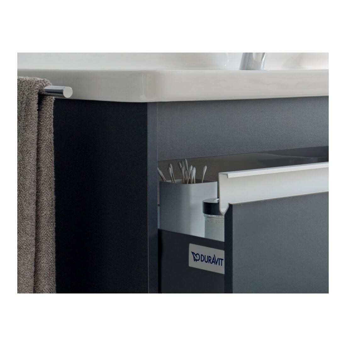 Duravit Meuble sous-lavabo Ketho 80x45,5 cm, graph ma, 1 tiroir, suspendu mural