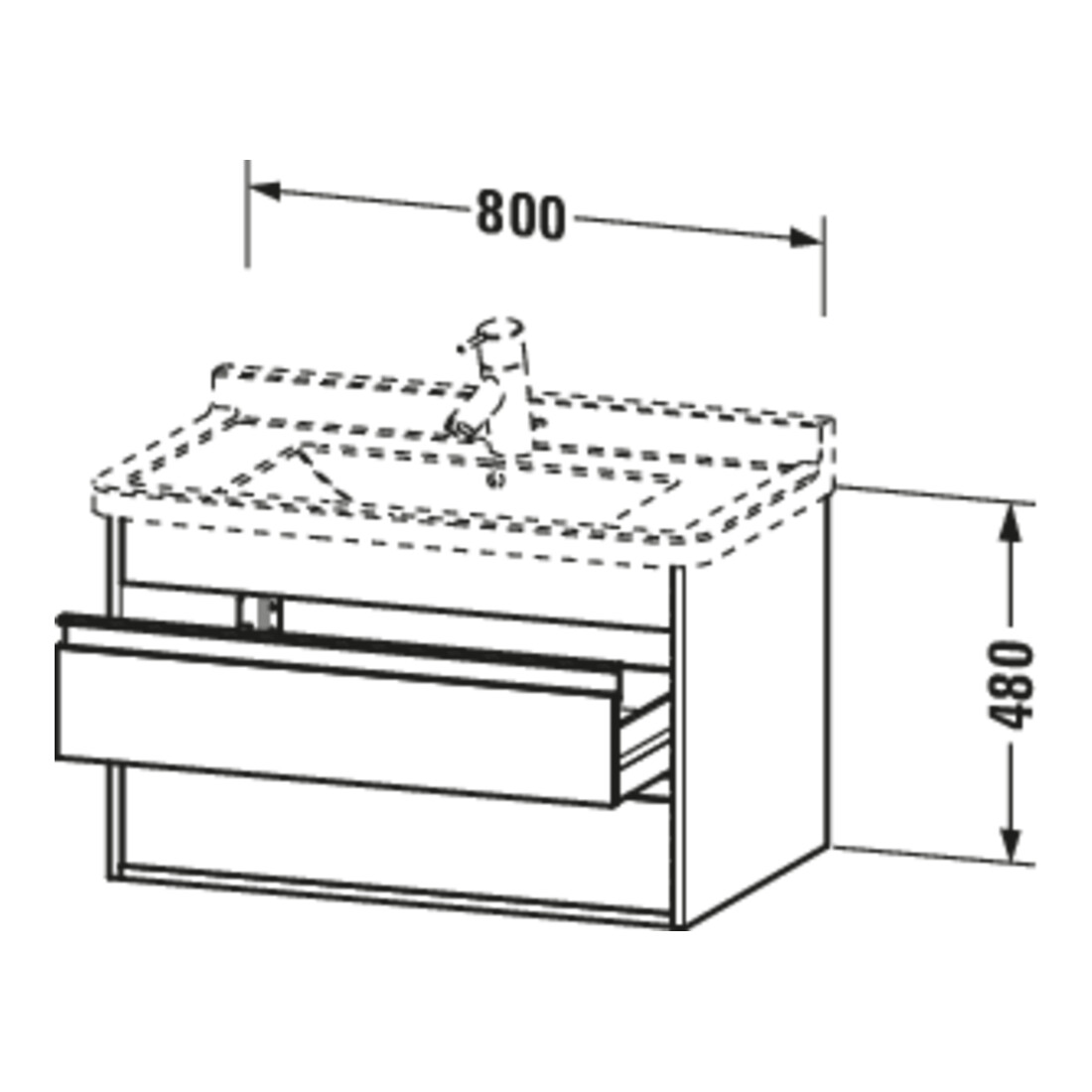 Duravit Meuble sous lavabo Ketho 80x45,5 cm, graph ma, 2 tiroirs, suspendu