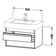 Duravit Meuble sous-lavabo Ketho 80x45,5 cm, graph ma, 2 tiroirs, suspendu-4