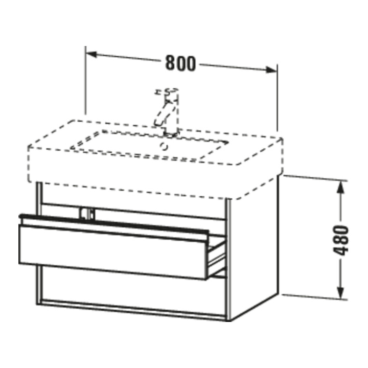 Duravit Meuble sous-lavabo Ketho 80x45,5 cm, graph ma, 2 tiroirs, suspendu