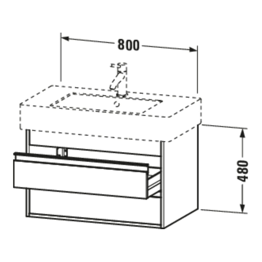 Duravit Meuble sous-lavabo Ketho 80x45,5 cm, graph ma, 2 tiroirs, suspendu