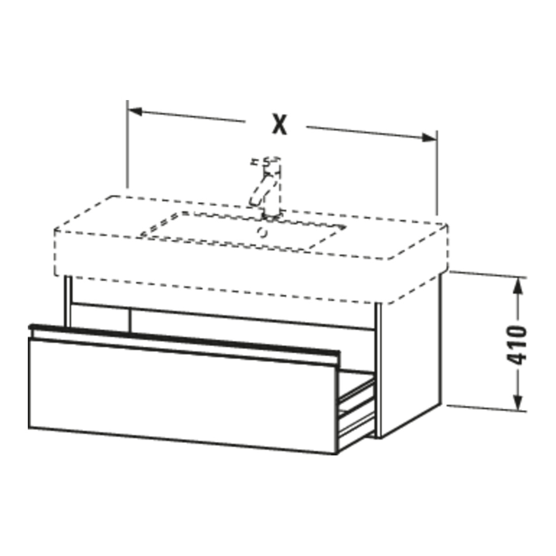Duravit Meuble sous-lavabo Ketho 80x45,5 cm, lin, 1 tiroir, suspendu