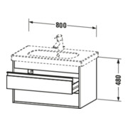Duravit Meuble sous-lavabo Ketho 80x45,5 cm, noyer foncé, 2 tiroirs, suspendu-4