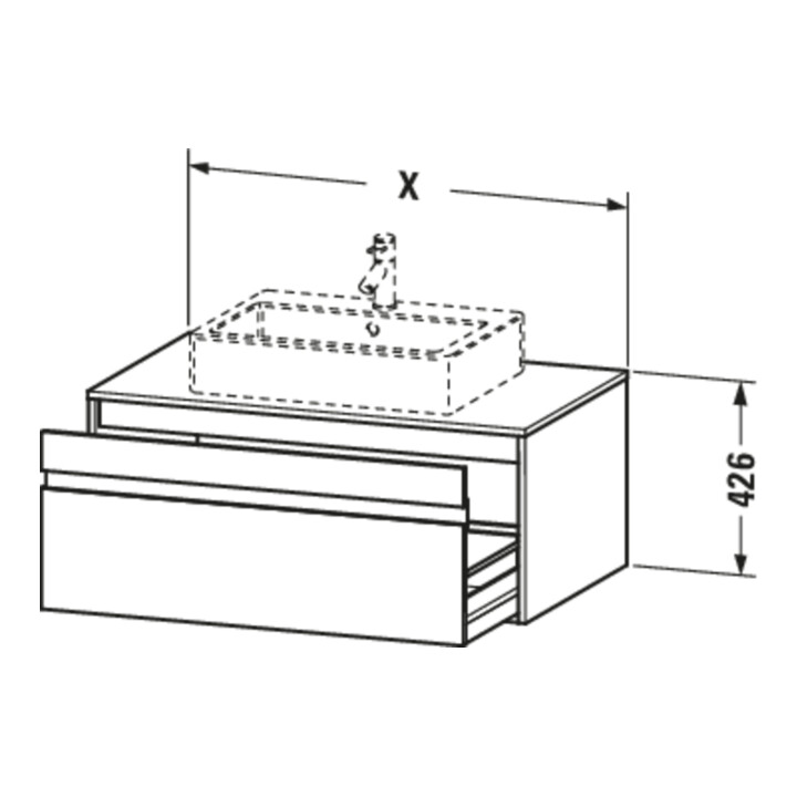Duravit Meuble sous-lavabo Ketho 80x55 cm, blanc mat, 1 tiroir, suspendu