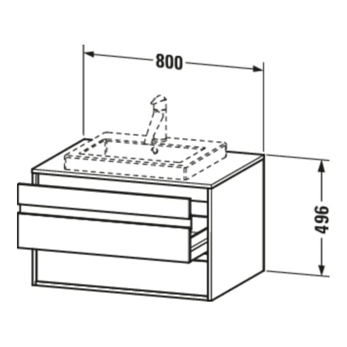 Duravit Meuble sous lavabo Ketho 80x55 cm, blanc œuf, pour lavabo encastré, 2 tiroirs