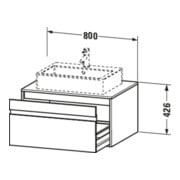 Duravit Meuble sous-lavabo Ketho 80x55 cm, E N, f AWT m, 1 tiroir, suspendu-4