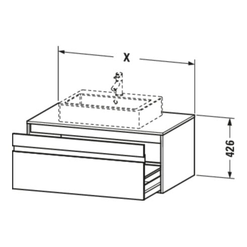 Duravit Meuble sous-lavabo Ketho 80x55 cm, gris mat, avec AWT, 1 tiroir, suspendu