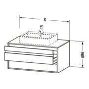 Duravit Meuble sous-lavabo Ketho 80x55 cm, gris mat, avec AWT central, 2 tiroirs-3