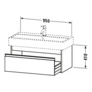 Duravit Meuble sous lavabo Ketho 95x44 cm, blanc œuf, 1 tiroir, suspendu-4