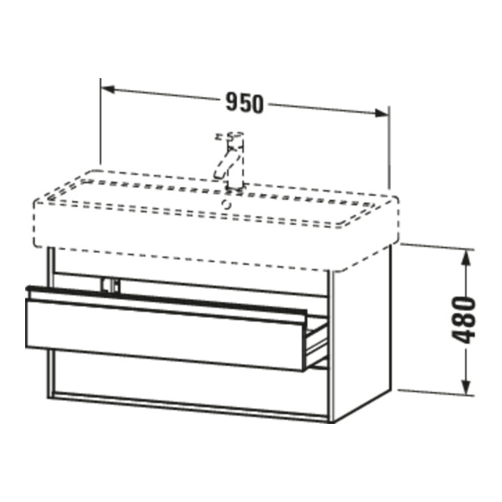 Duravit Meuble sous lavabo Ketho 95x44 cm, blanc œuf, 2 tiroirs, suspendu