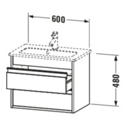 Duravit Meuble sous-lavabo Ketho Compact 60x38,5 cm, graph ma, 2 tiroirs, suspendu-4