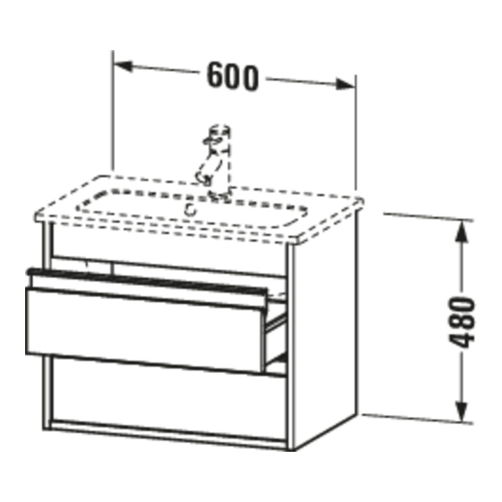Duravit Meuble sous-lavabo Ketho Compact 60x38,5 cm, graph ma, 2 tiroirs, suspendu