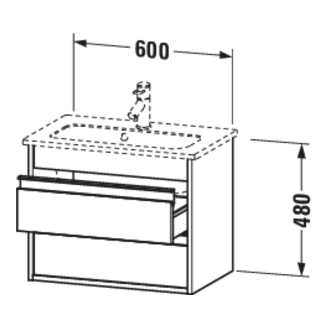 Duravit Meuble sous-lavabo Ketho Compact 60x38,5 cm, graph ma, 2 tiroirs, suspendu