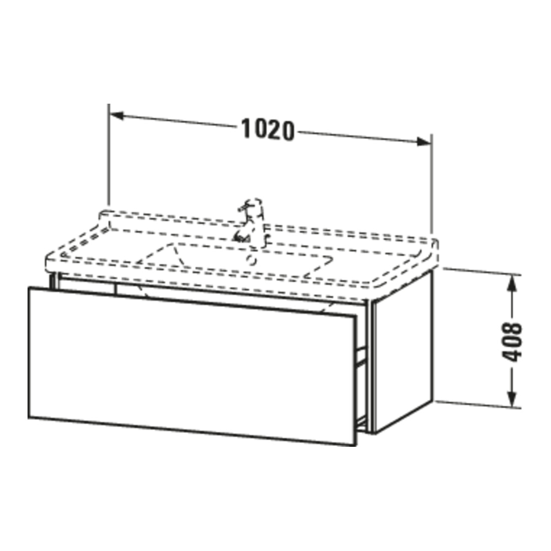 Duravit Meuble sous lavabo L-Cube 102x46,9 cm, blanc brillant, 1 tiroir, suspendu