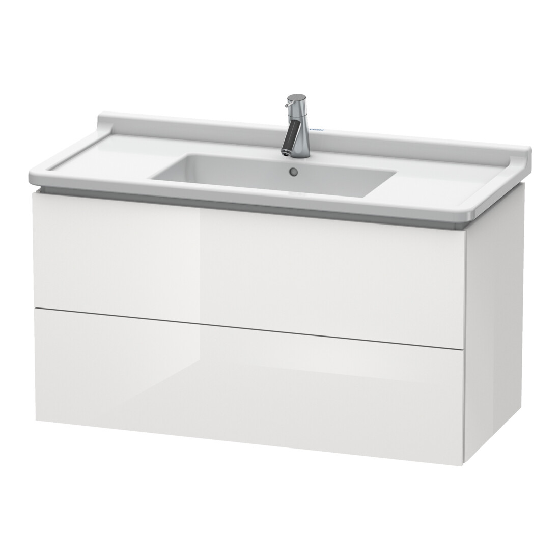 Duravit Meuble sous lavabo L-Cube 102x46,9 cm, blanc brillant, 2 tiroirs, suspendu