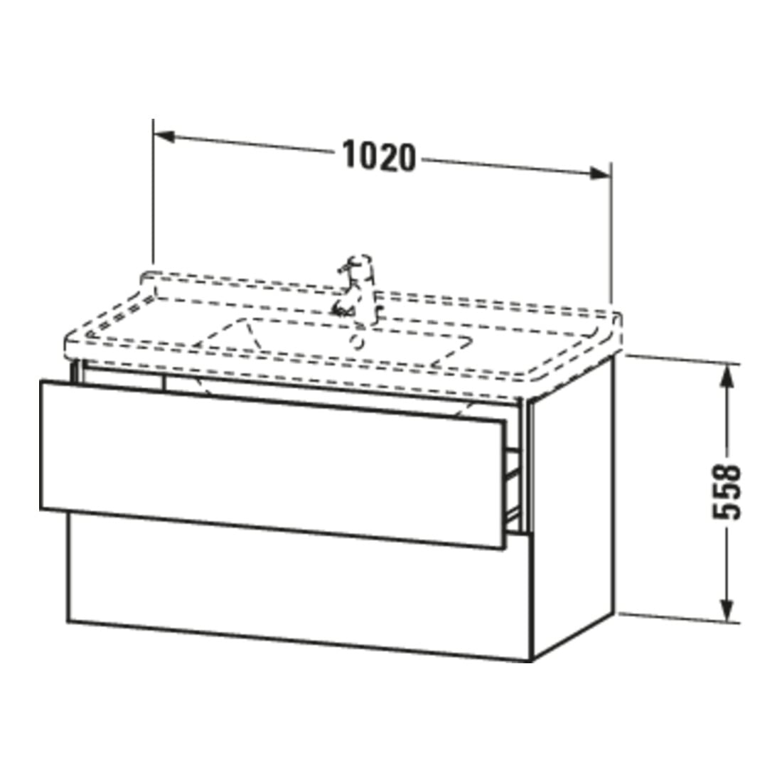 Duravit Meuble sous lavabo L-Cube 102x46,9 cm, blanc brillant, 2 tiroirs, suspendu