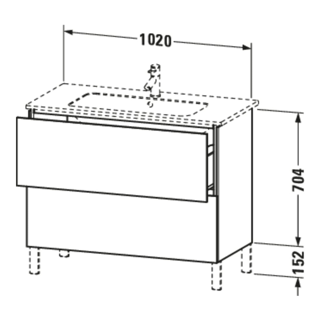Duravit Meuble sous-lavabo L-Cube 102x48,1 cm, bas, 2 tiroirs, sur pied