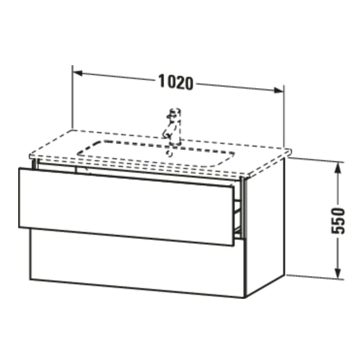 Duravit Meuble sous-lavabo L-Cube 102x48,1 cm, bas, 2 tiroirs, suspendu