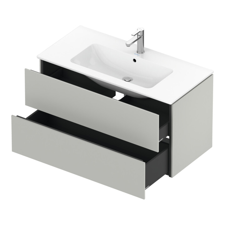 Duravit Meuble sous-lavabo L-Cube 102x48,1 cm, béton gris, 2 tiroirs, suspendu