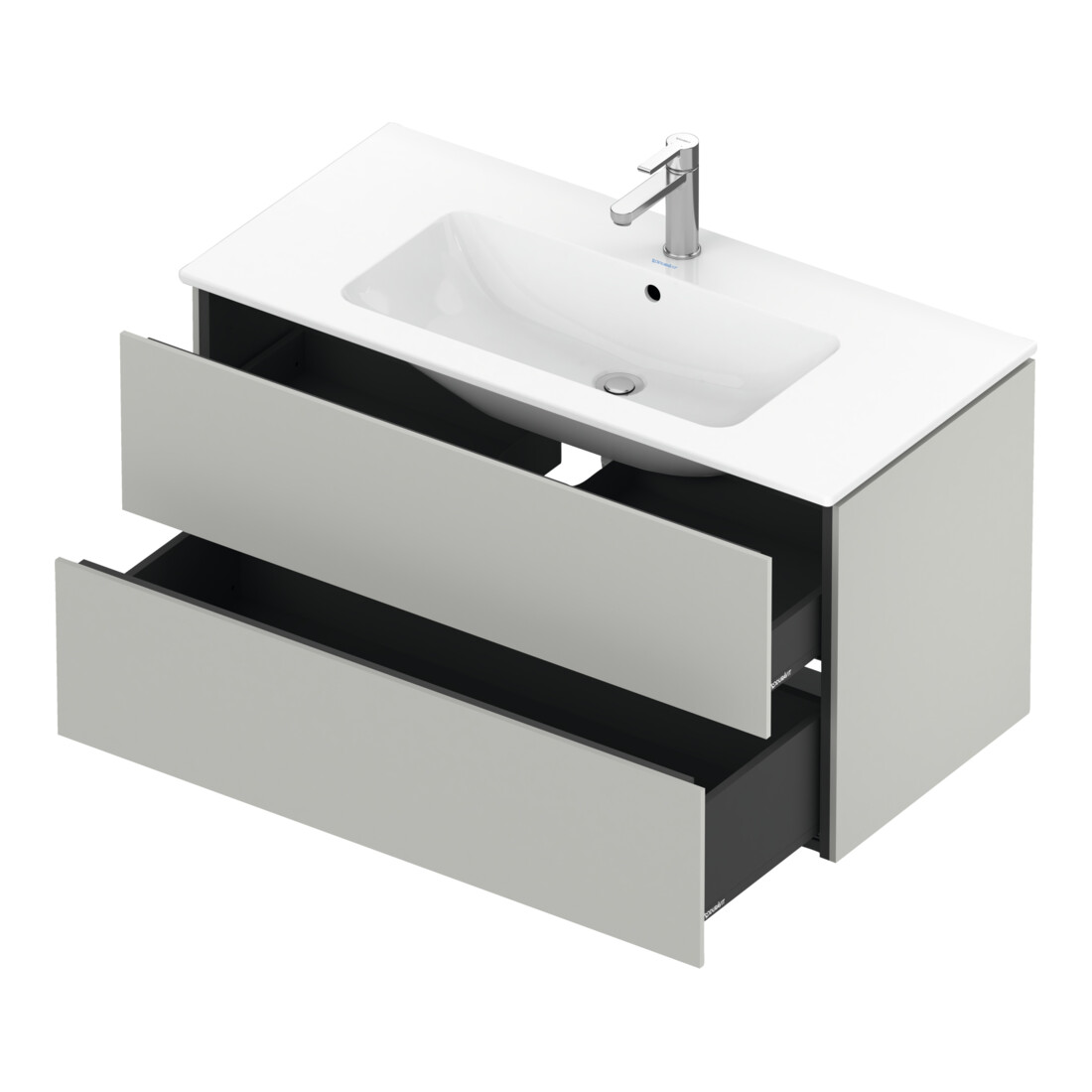 Duravit Meuble sous-lavabo L-Cube 102x48,1 cm, béton gris, 2 tiroirs, suspendu